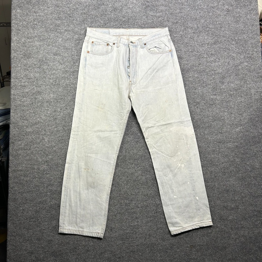 Levi's 501 Jeans Men's‎ Blue Denim Pockets Button Fly Classic USA Made - 32X27